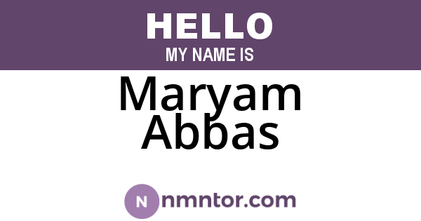 Maryam Abbas