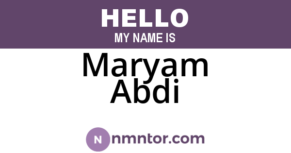 Maryam Abdi