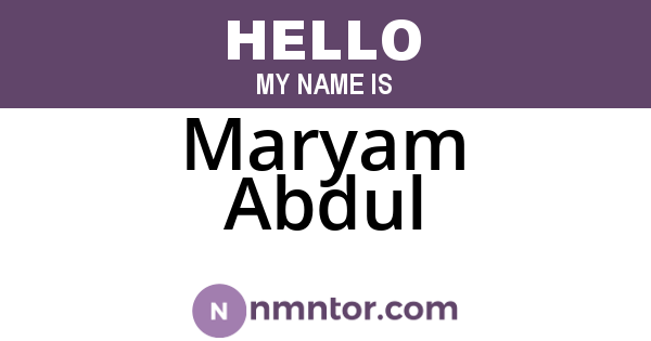 Maryam Abdul