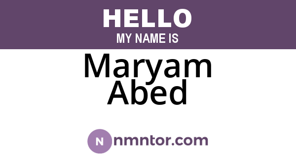 Maryam Abed