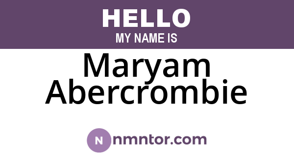 Maryam Abercrombie