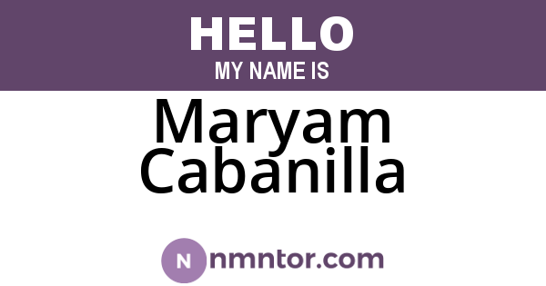 Maryam Cabanilla