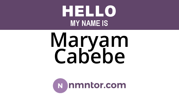 Maryam Cabebe