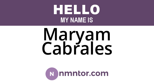 Maryam Cabrales