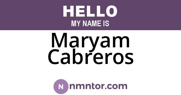 Maryam Cabreros