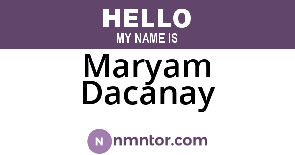Maryam Dacanay
