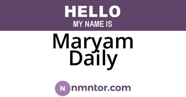 Maryam Daily