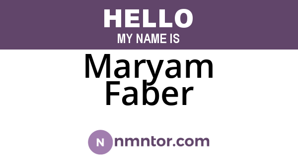 Maryam Faber