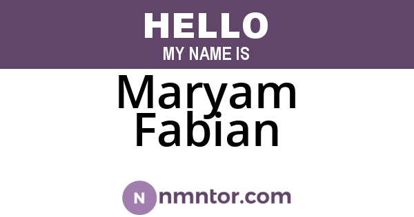 Maryam Fabian