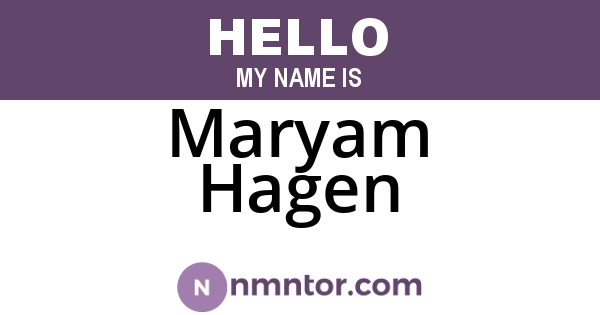 Maryam Hagen