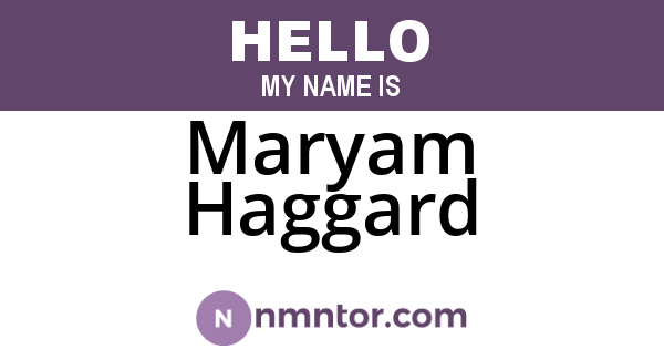 Maryam Haggard
