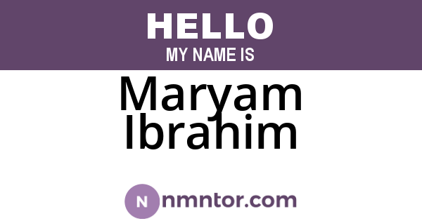 Maryam Ibrahim