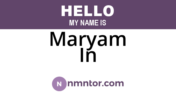 Maryam In