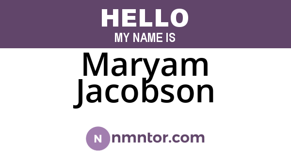 Maryam Jacobson