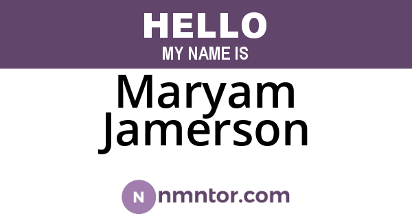 Maryam Jamerson