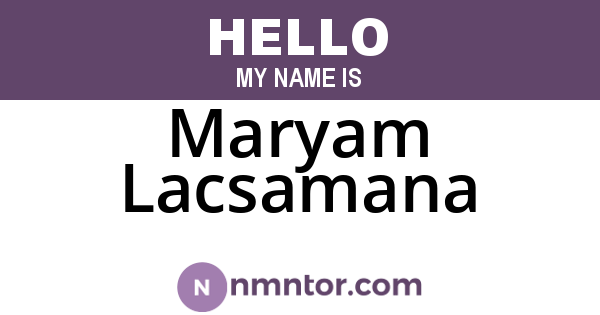 Maryam Lacsamana