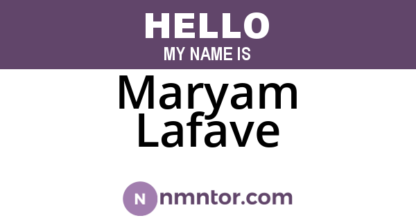 Maryam Lafave