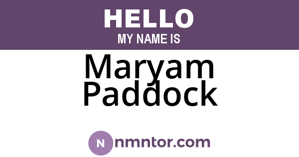 Maryam Paddock