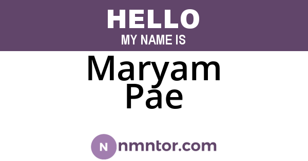 Maryam Pae