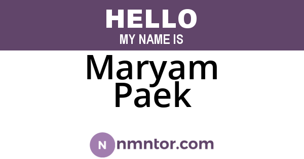 Maryam Paek