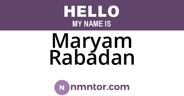 Maryam Rabadan