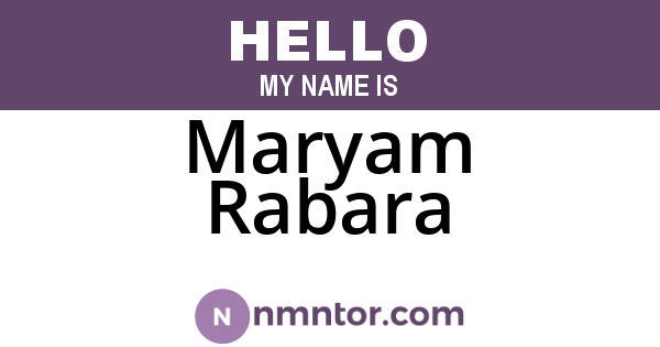 Maryam Rabara