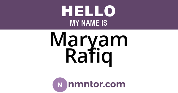 Maryam Rafiq