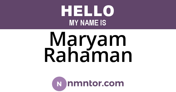Maryam Rahaman
