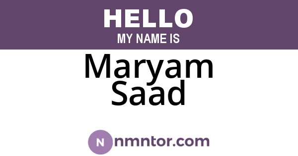 Maryam Saad