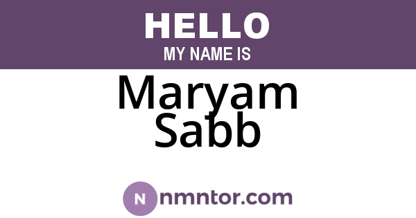 Maryam Sabb