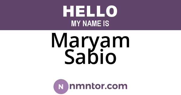 Maryam Sabio