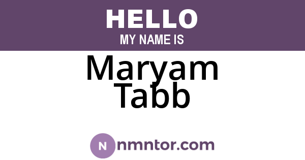 Maryam Tabb
