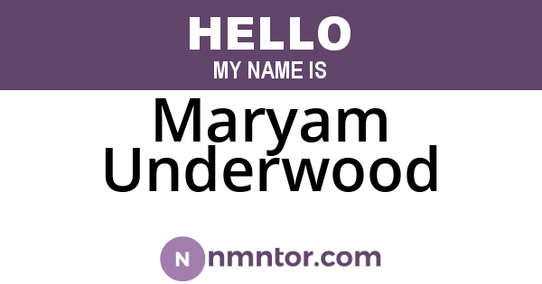 Maryam Underwood