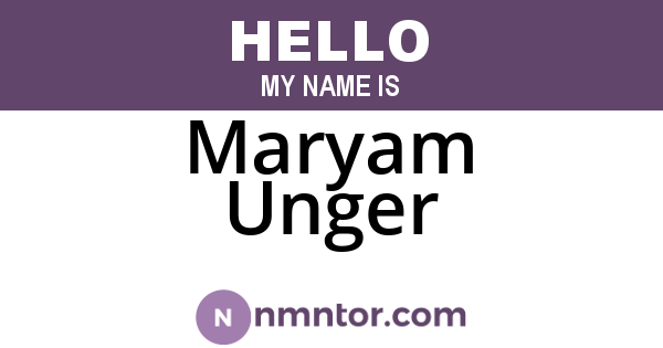 Maryam Unger