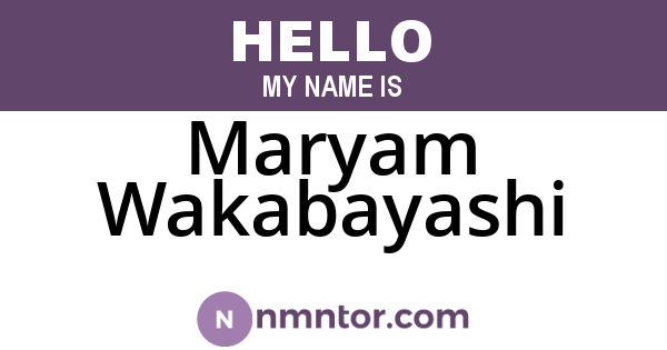 Maryam Wakabayashi