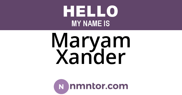 Maryam Xander