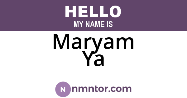 Maryam Ya