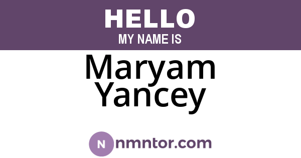 Maryam Yancey