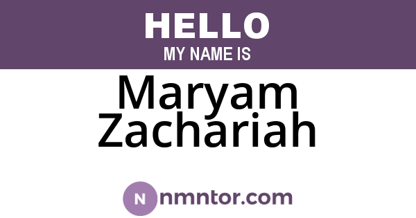 Maryam Zachariah