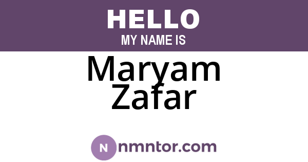 Maryam Zafar