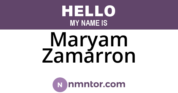 Maryam Zamarron