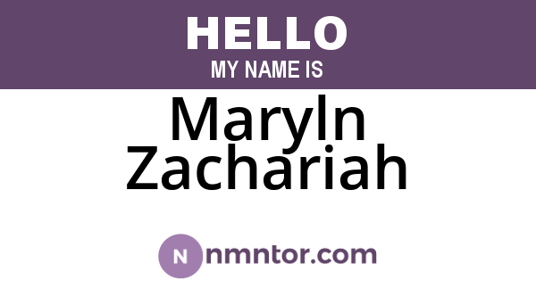 Maryln Zachariah
