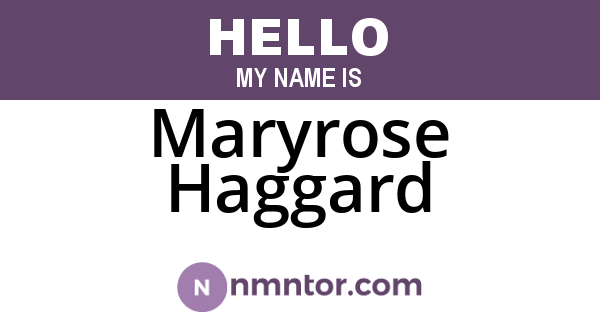 Maryrose Haggard