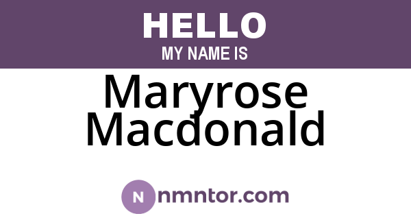 Maryrose Macdonald