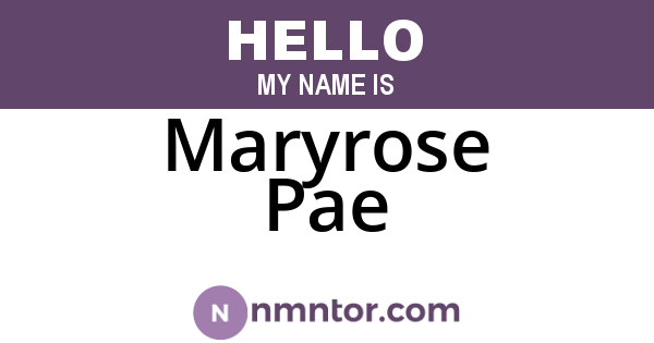 Maryrose Pae