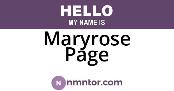 Maryrose Page
