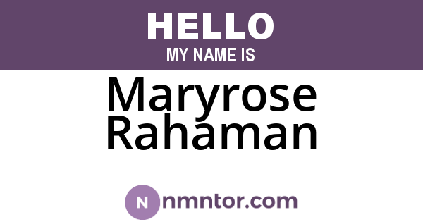 Maryrose Rahaman