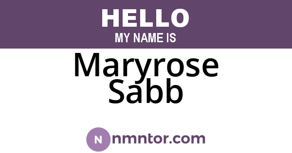 Maryrose Sabb