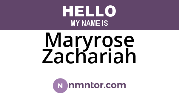 Maryrose Zachariah