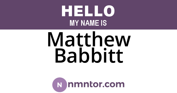 Matthew Babbitt